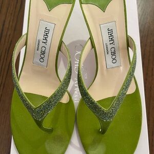 Jimmy Choo Lime Green Glitter Sandals